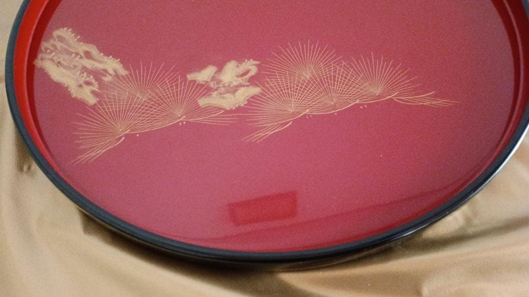 【真珠の輝き伝統工芸品！】 輪島塗 木製 本漆 格調高い新品丸盆