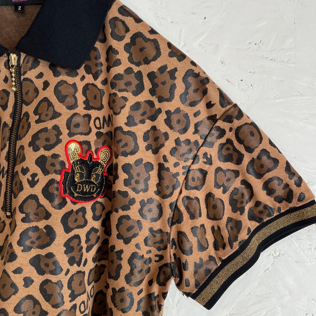 日本製　ゴルフウェア【DANCE with DRAGON】ヒョウ柄ポロシャツ　2