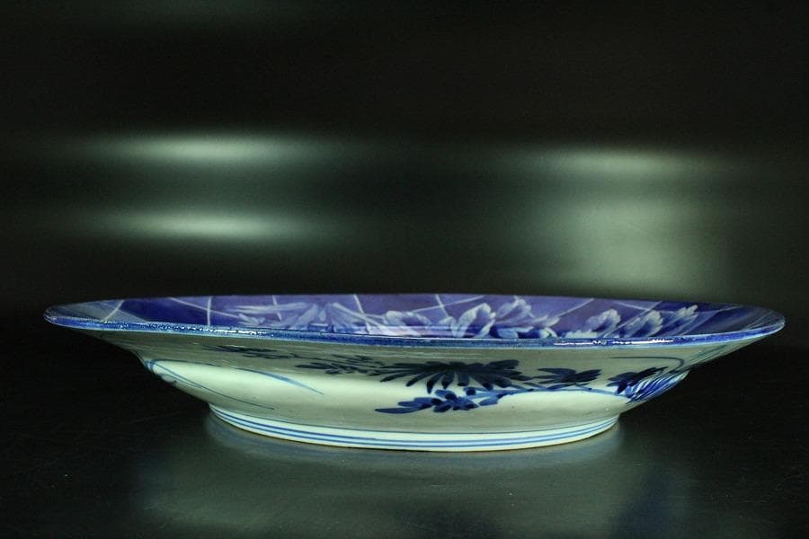古美術 染付 花鳥紋 大皿 φ41.5cm(K-YC515)