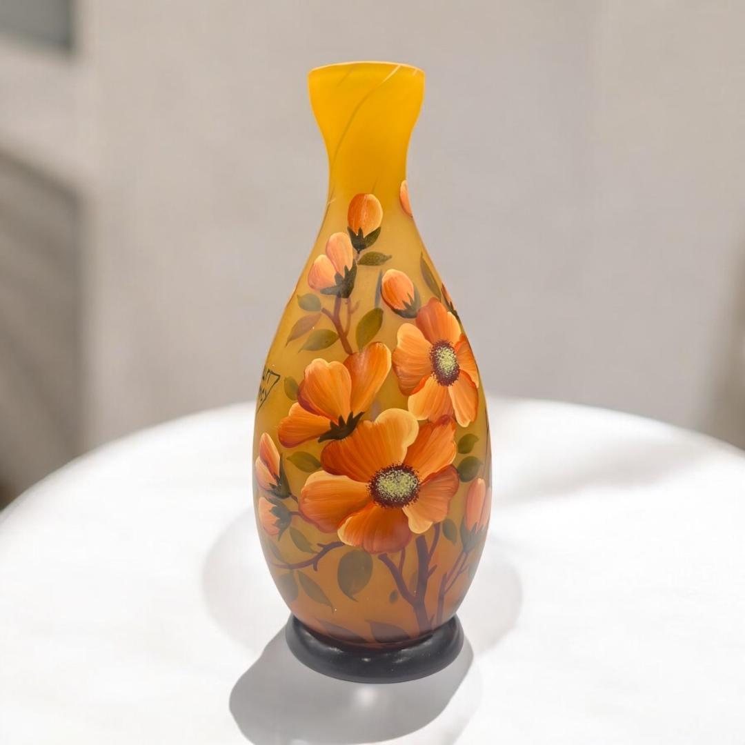 ◆証明書付◆Daum Nancyドームナンシー花瓶 高さ20cm　カメオ彫り