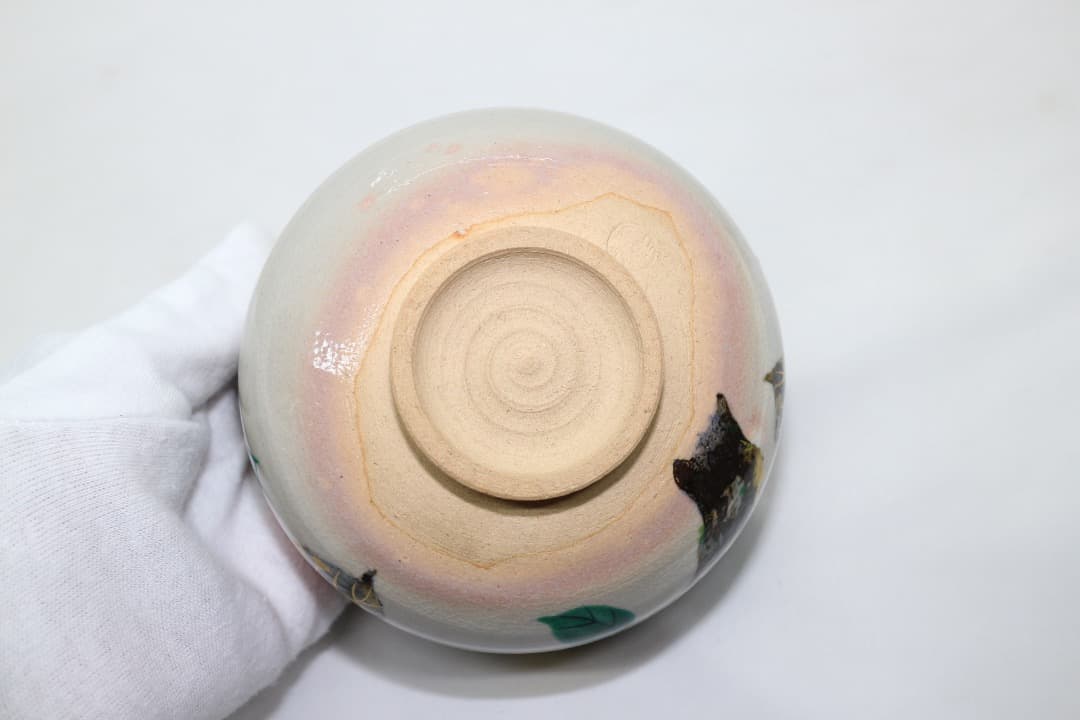 京焼 中村秋峰 乾山写柿絵 金彩 茶碗 茶道具 共箱 共布