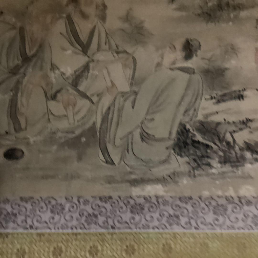 O-26 水墨画風掛軸 二幅　竹林七賢人　應挙