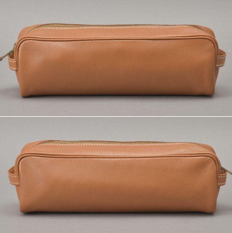 美品◇エルメス ペンケース メイクポーチ カーフレザー ブラウン □A刻印 文具