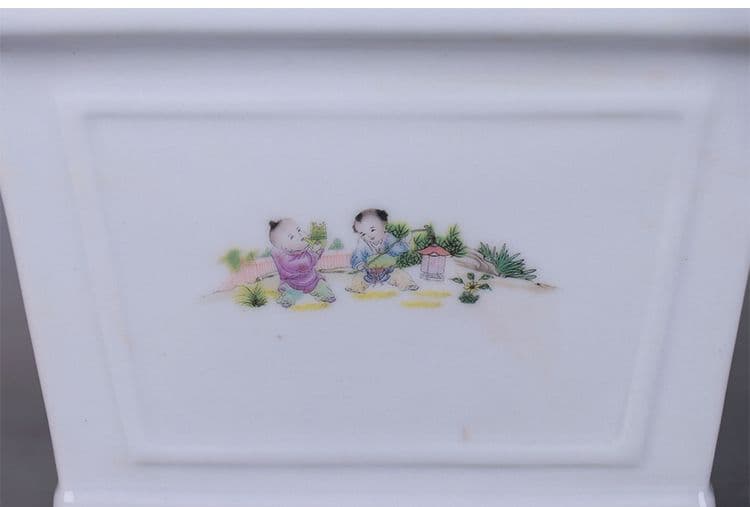景徳鎮 粉彩四方童子図花鉢 多肉菖蒲盆栽 植木鉢 小品盆栽鉢 大品盆栽鉢
