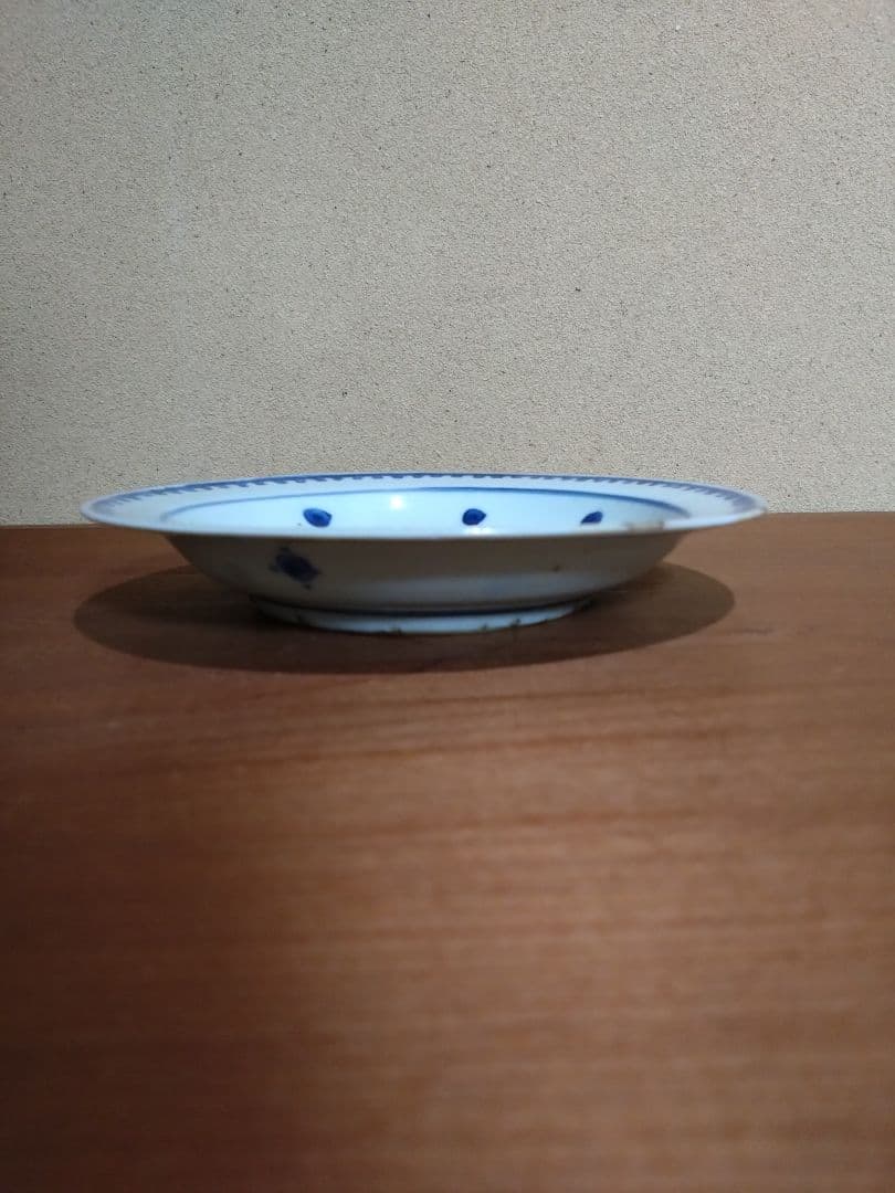 古染付 人物 山水紋 五寸皿