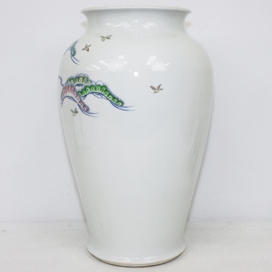 有田 晩香作 花瓶 花入 染付 金彩 鳳凰 華道具