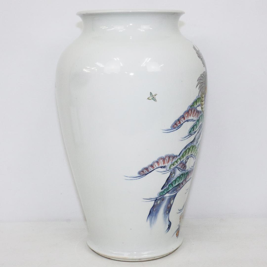 有田 晩香作 花瓶 花入 染付 金彩 鳳凰 華道具