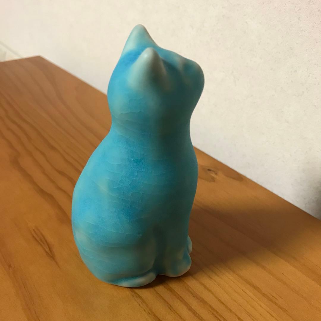 石垣島　やちむんブルー　陶器　猫
