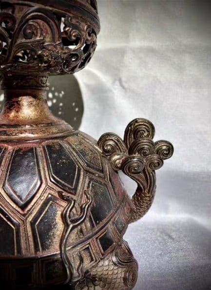 銅器 仏教 竜龍亀香炉 ツル古美術 コレクション品 銅製 工芸品 彫刻装飾品置物