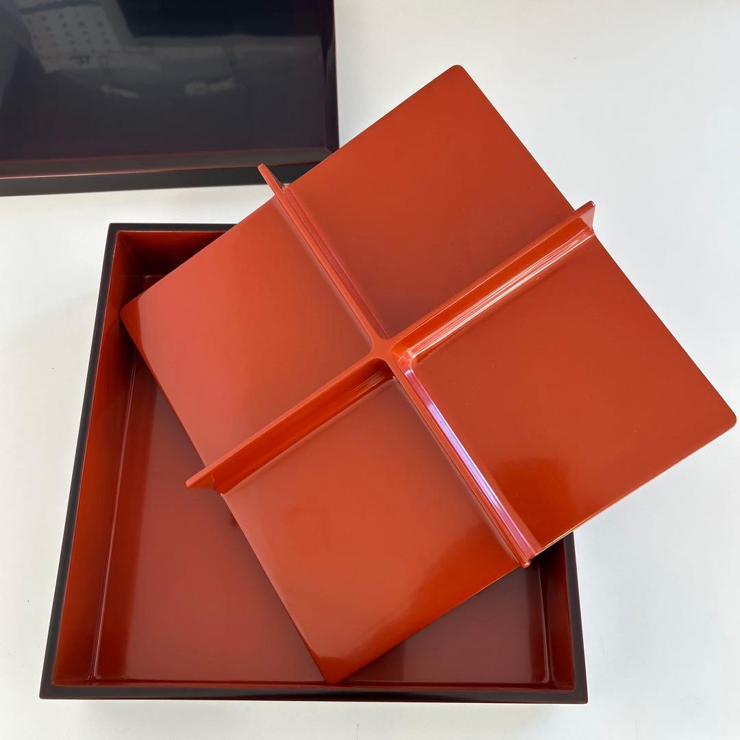 輪島塗　一段重　溜塗