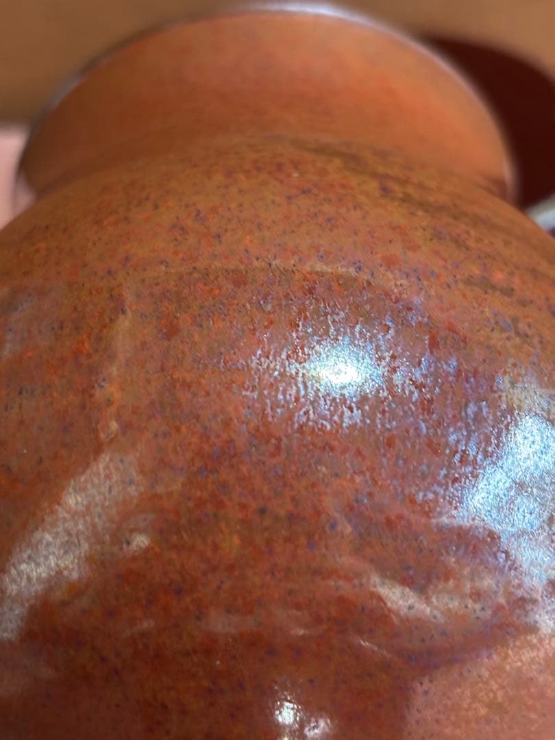 河井寛次郎作柿鉄釉足付大杯　検森の春の土　一点物