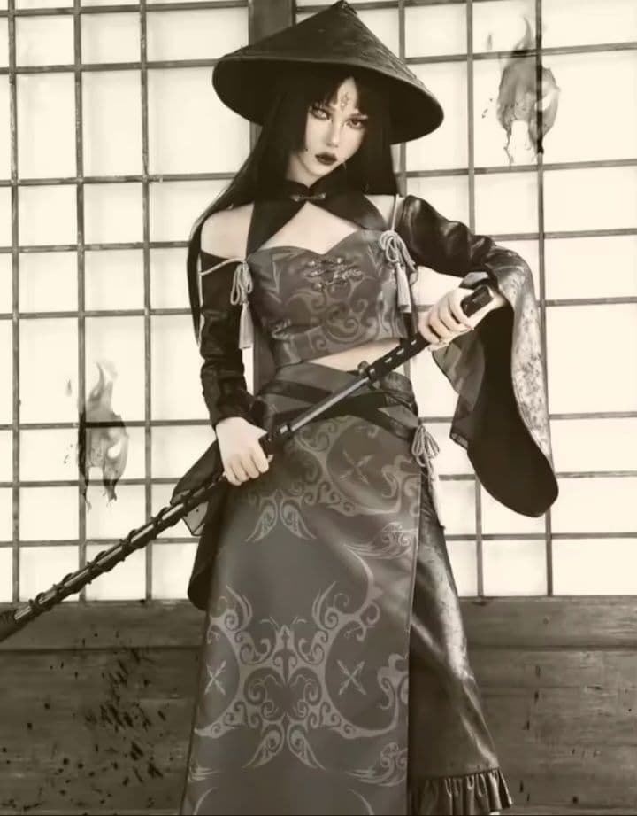 コスプレ衣装　ベリーダンス　ダンス　忍者　和風　トップス&スカート　M　ゴスロリ