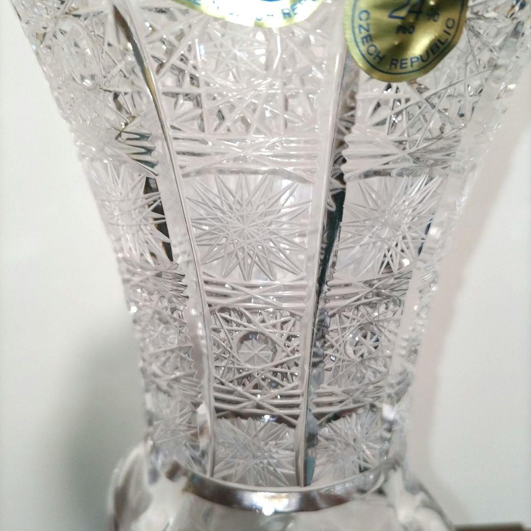 【新品未使用品】ヴィンテージ チェコ ボヘミアクリスタル HAND CUT花瓶