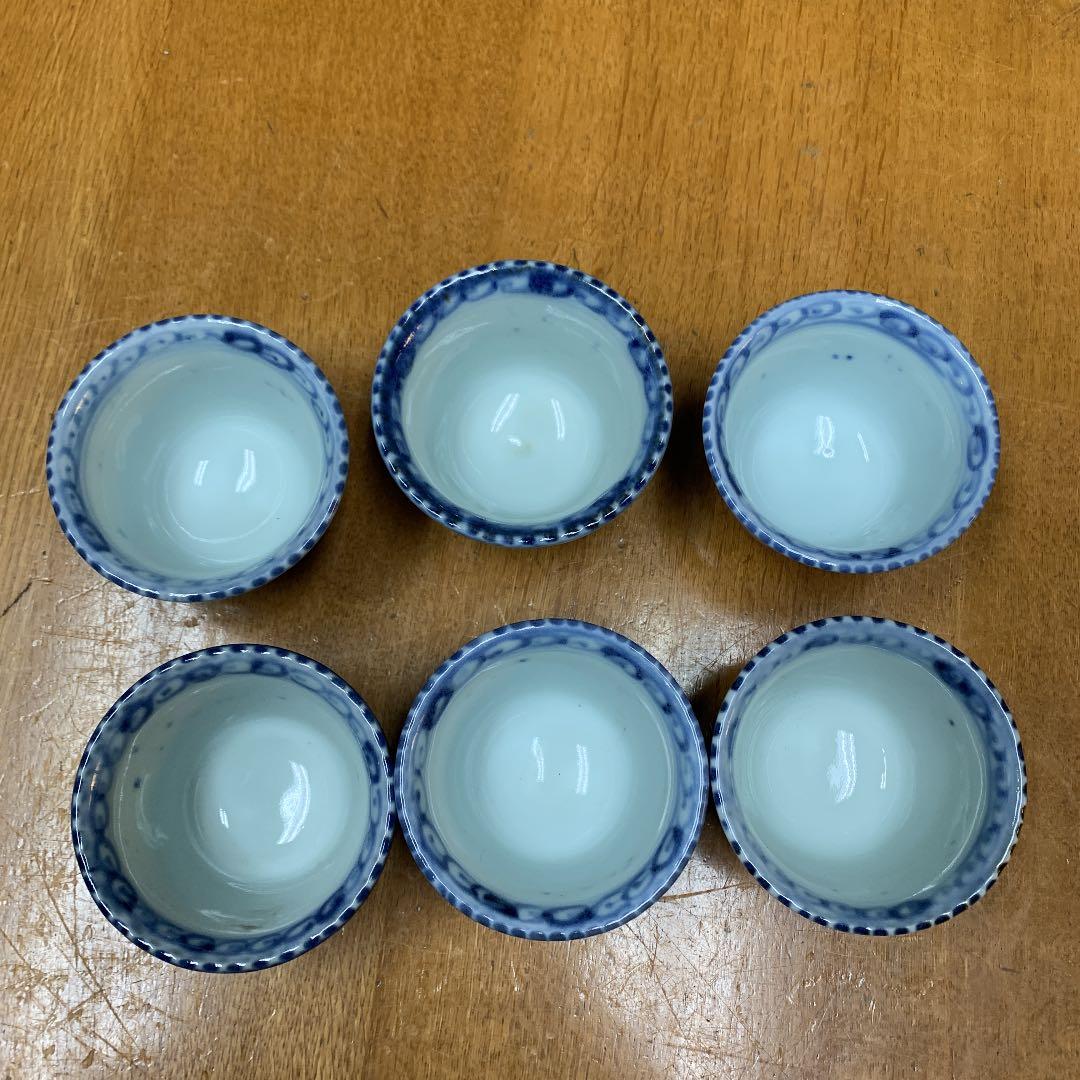 伊万里焼、花唐草模様、蕎麦猪口6ケ