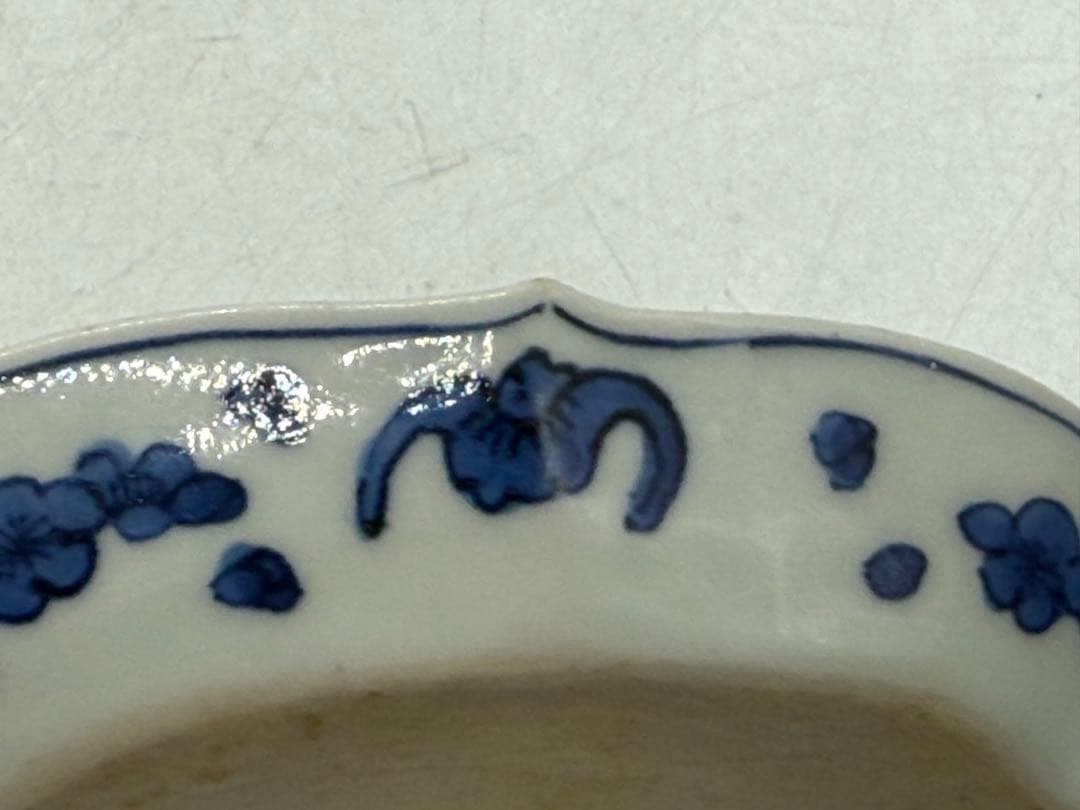 中国　染付　山水人物紋　菱型皿5点　玉玩製　送料込み251112