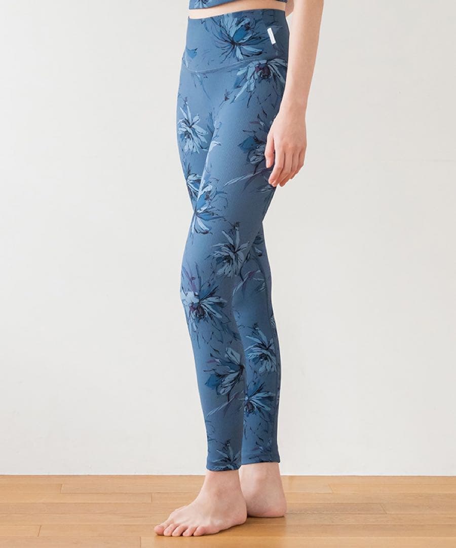 リブbigフラワープリントレギンス