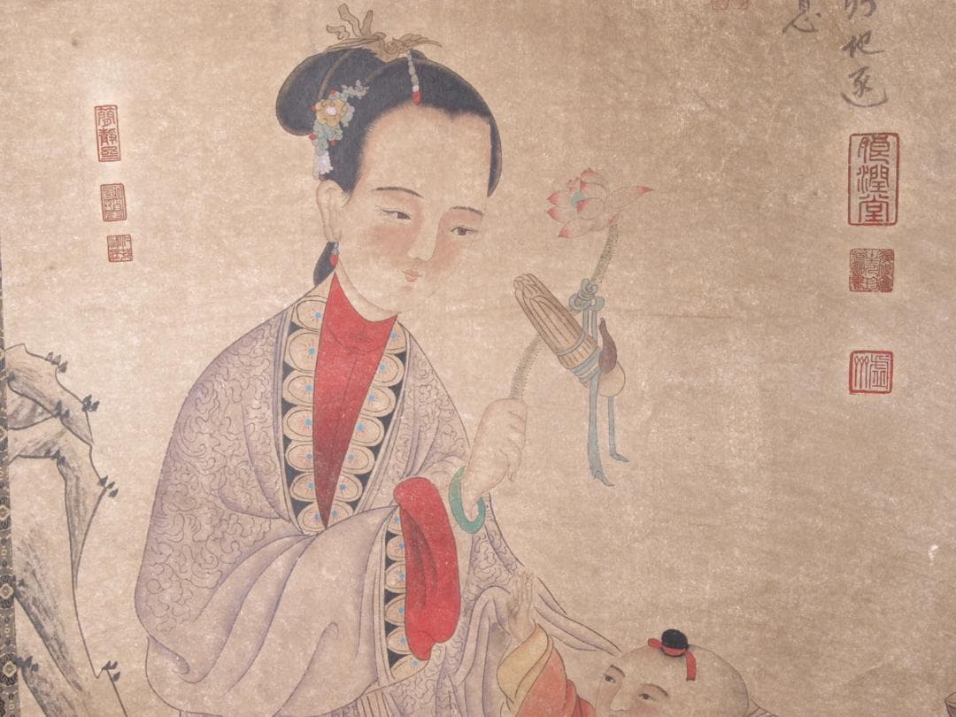 【骨董掛け軸】人物図 中国唐時代　趙伯駒 肉筆保證 AK601A12-2