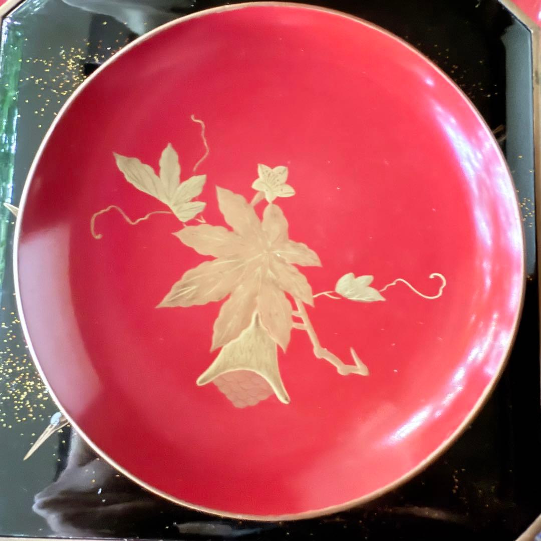 J様へ感謝お嫁入 ‼️高蒔絵『木の実』絵がわり引盃18客➕1プレゼント桐箱入茶道具