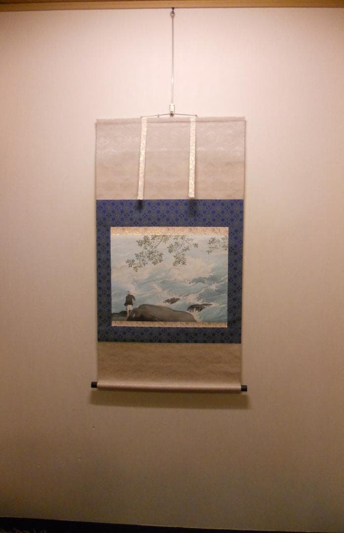 掛け軸 川合玉堂 『 清湍釣魚 』 名品 複製 希少 軸装 茶道具 掛軸 新品