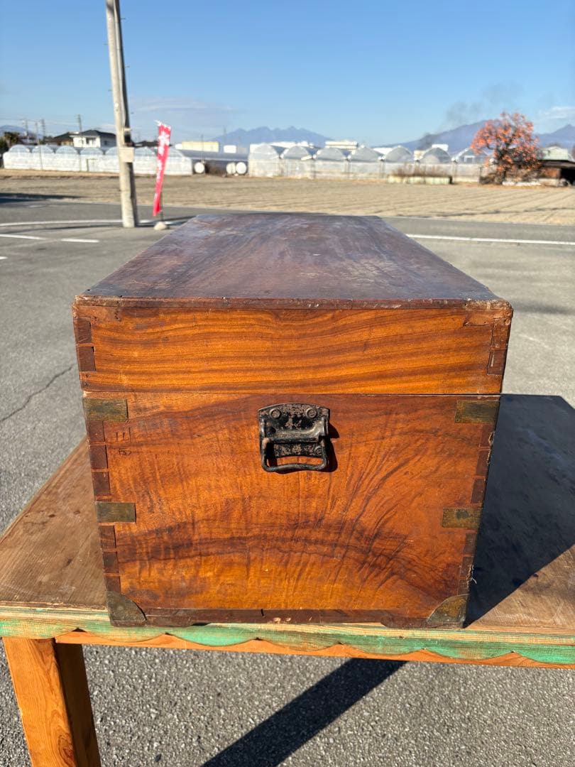 レトロ　アンティーク　木製トランク　トランク　木箱　船トランク