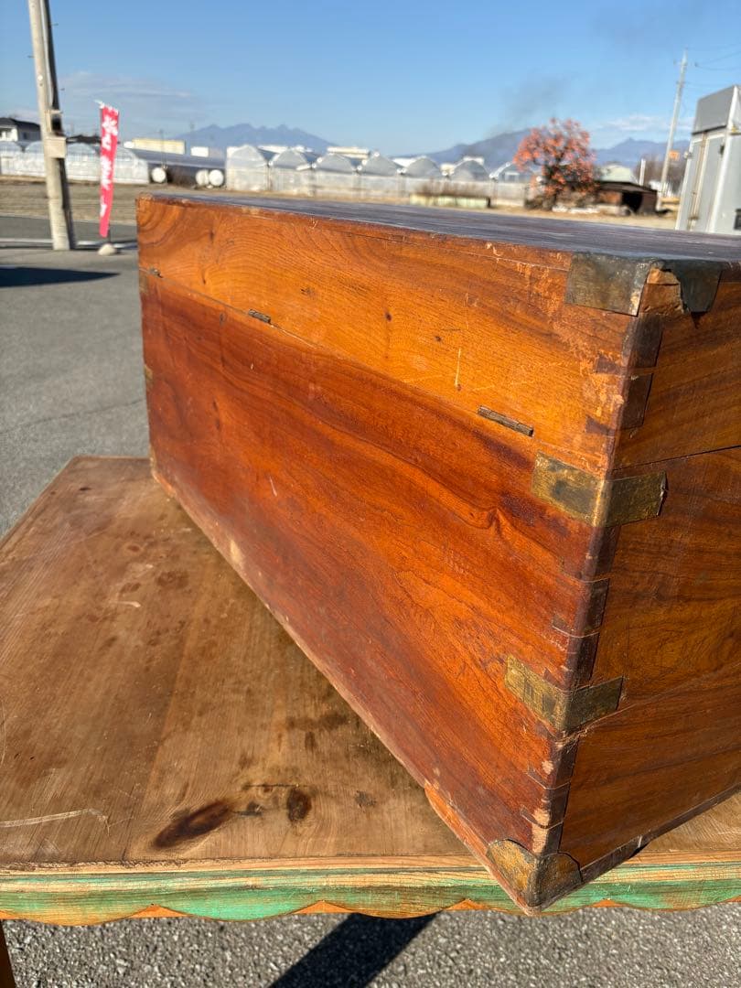 レトロ　アンティーク　木製トランク　トランク　木箱　船トランク