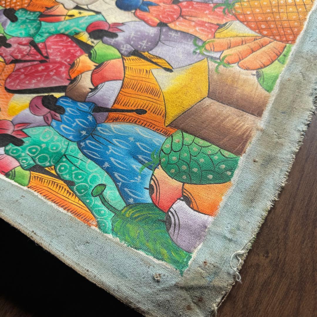 【ハイチアート】絵画 マーケット サイン有り ハイチアン　ヴィンテージ