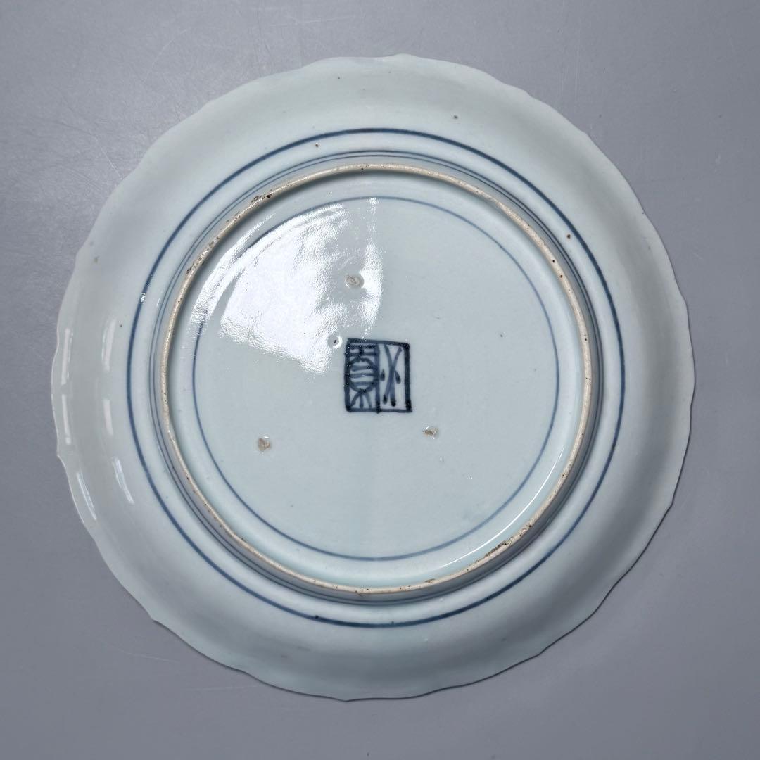 初期伊万里　古九谷様式　苫屋文輪花形中皿　図録掲載　小木一良著　博物館　古美術