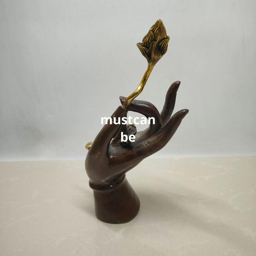 銅器 仏手蓮華 茶台 机 仏堂 装飾品 工芸品 置物