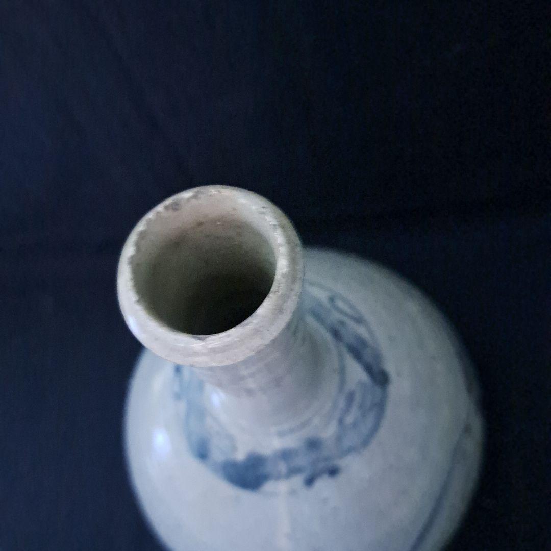 「細首の徳利 初期伊万里のロマン(高さ27cm)」 染付徳利 骨董アンティーク