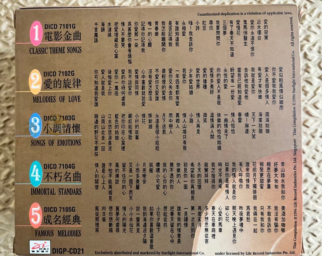 鄧麗君テレサ•テンCD5枚組ボックス珍蔵版シンガポール製造