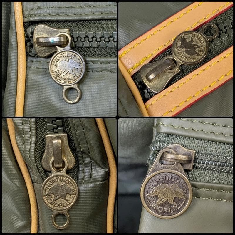 【美品】ハンティングワールド 2way ボストンバック バチュークロス カーキー