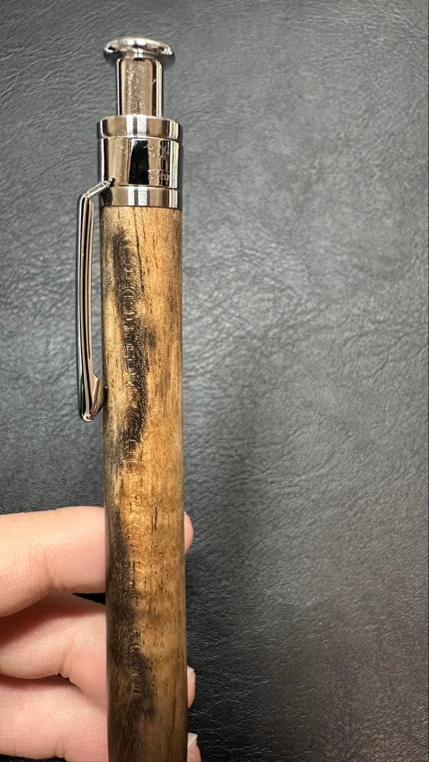 【限界値下げ】　工房楔　黒柿縮み杢真鍮パイプシャープペンシル