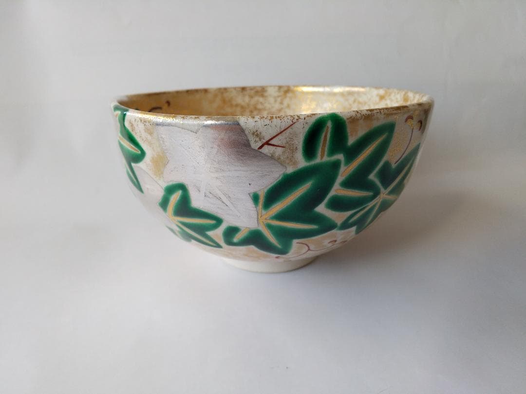 京焼 妙見窯 今岡妙見 金砂子 青楓 茶碗 共箱 共布 栞 茶道具 抹茶碗 新品