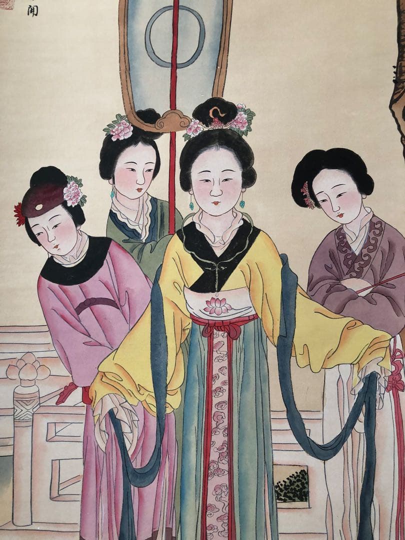 唐寅 人物画 掛け軸 手描き 中国美術 絵画 書画 仕女図 人物図 インテリア
