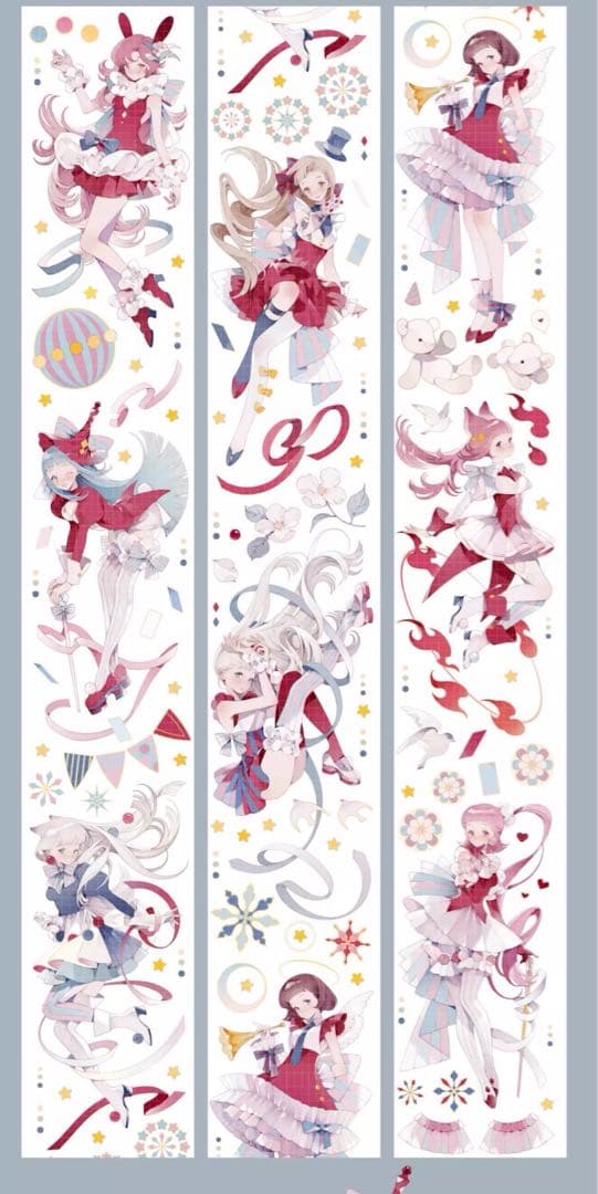 ま*る様 人物マステ　新品巻売り　(女の子マステ　7点セット)