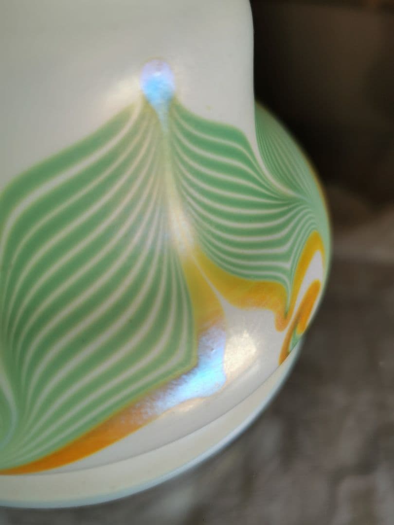 アンティーク ファヴリルガラス Quezell イリデッセンス ブロンズランプ