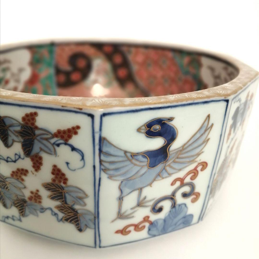 古伊万里　天使図　色絵　エンジェル　富貴長春　10角　大鉢