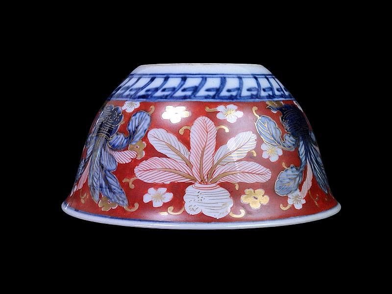 大聖寺伊万里　金襴手　梅に柘榴　蕪の図　大振向付　N974AS-CYz