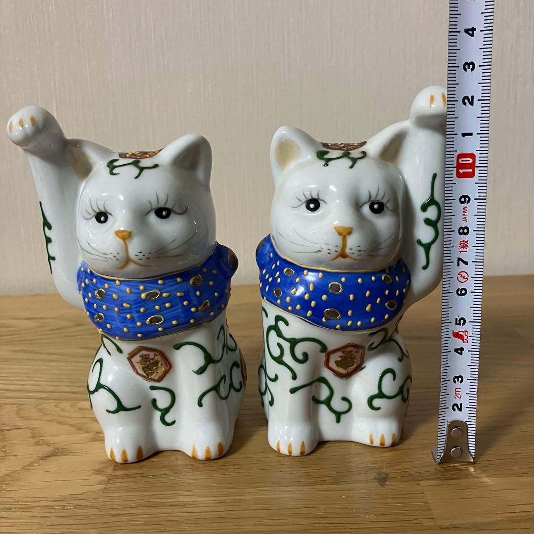 伊万里焼？　招き猫　ペア　アンティーク　骨董