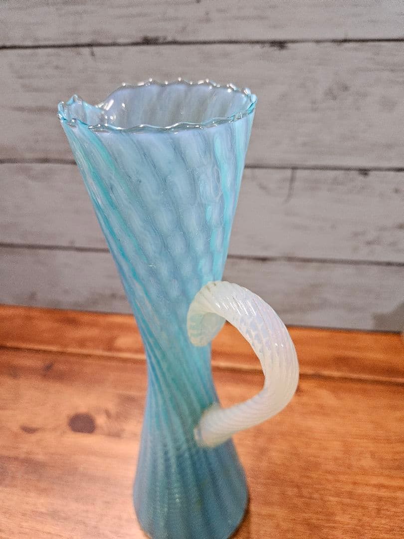 フランスアンティーク オパールセントガラスの花瓶 ピッチャー フラワーベース