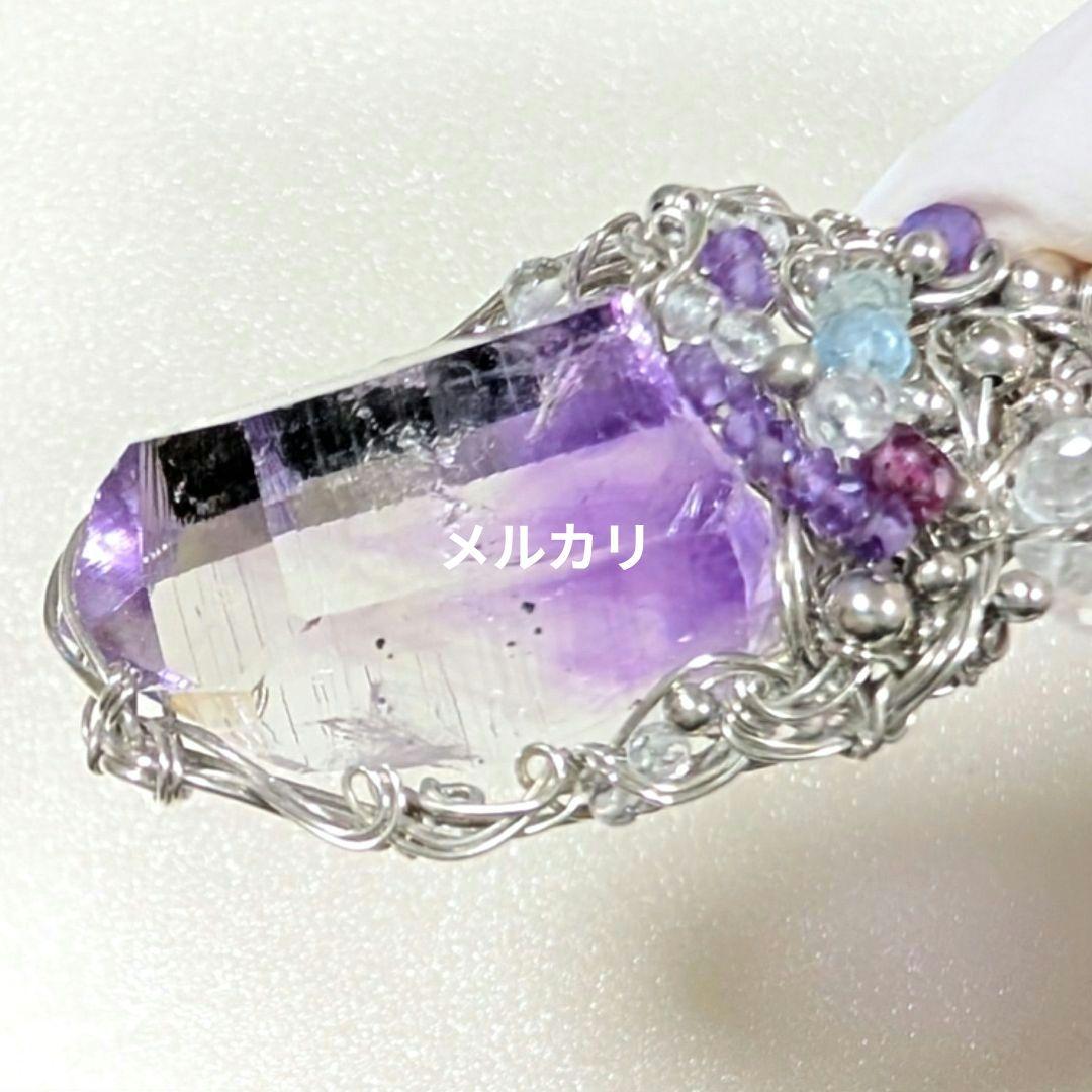 希少ファントムアメジスト アルゲンティウムシルバー ワイヤーアート ペンダント