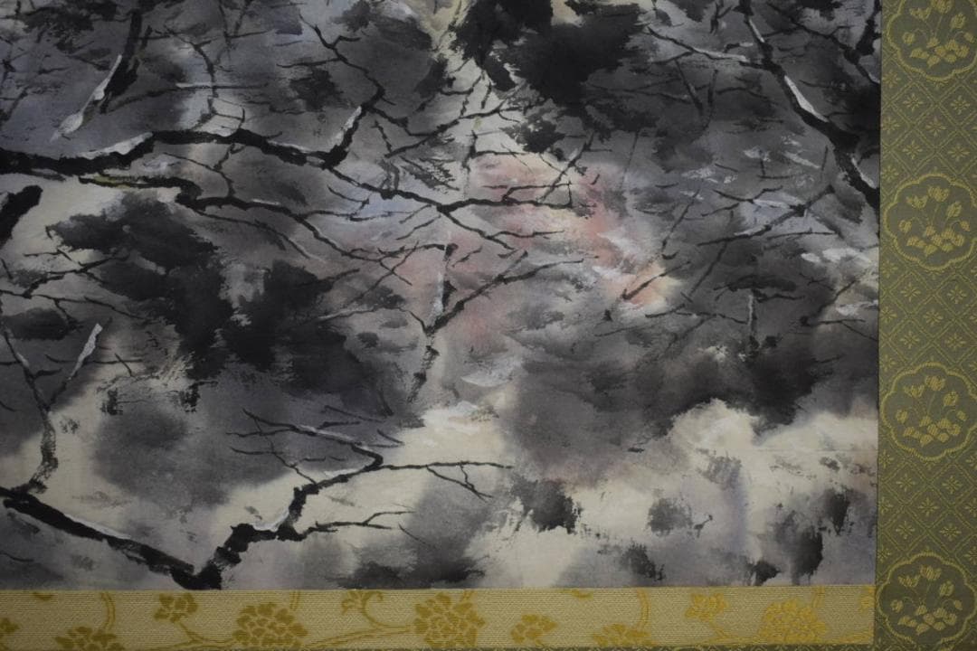 真作/浜孤嘯/清水寺/雪景山水図/桐共箱付/布袋屋掛軸HH-996