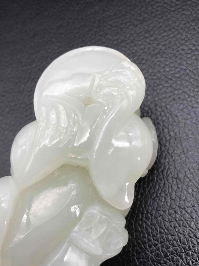 清時代　和田玉　純暖和田白玉彫り　貔貅 龍亀 瑞獣　古玉石　白玉(F-40)