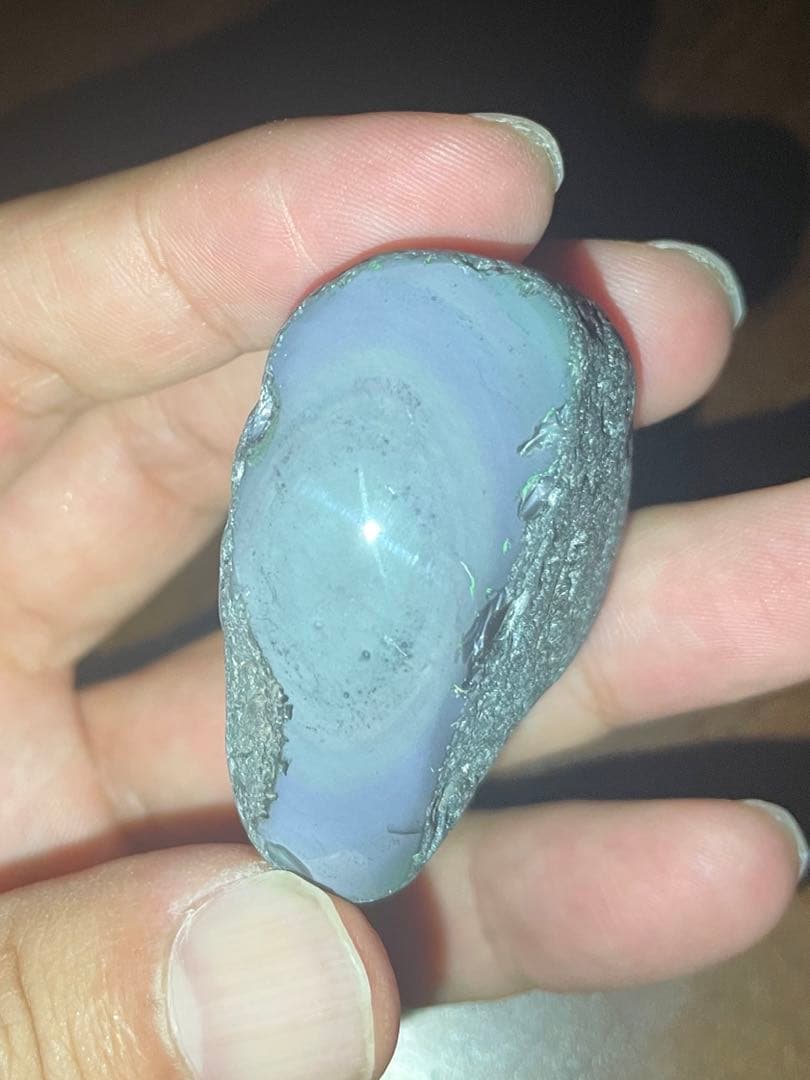 研磨品　十勝石玲瓏　パステルピンクベース　レインボーオブシディアン　透明度最強