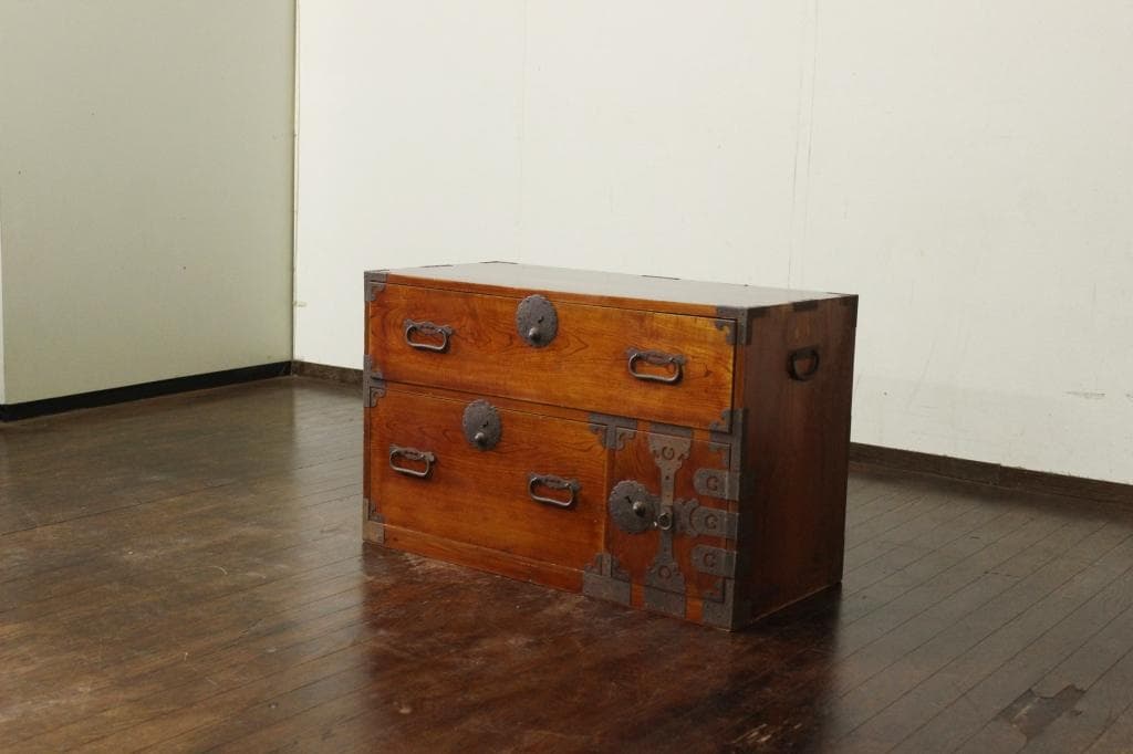 欅材！庄内箪笥・4杯！時代箪笥和家具古道具古家具古民藝和モダンローボード古布