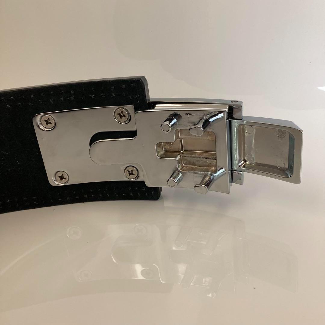 訳アリ パワーベルト レバーアクション 本革 ワンタッチ可変式 茶×光沢シルバー