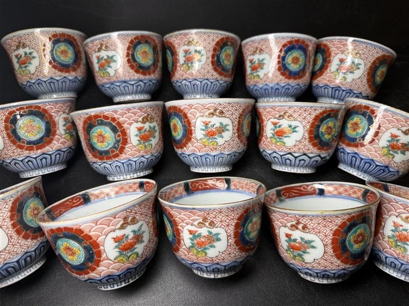 時代 古伊万里 錦手 四通組 60客 無傷 各15上 太明成化年製 文政十亥八月