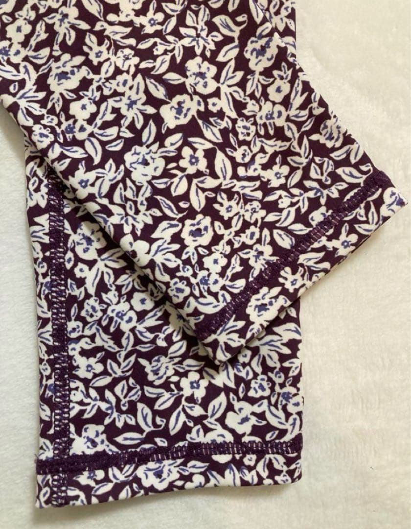 新品　emmi yoga エミヨガ　フラワーレギンス　小豆色×藤色S