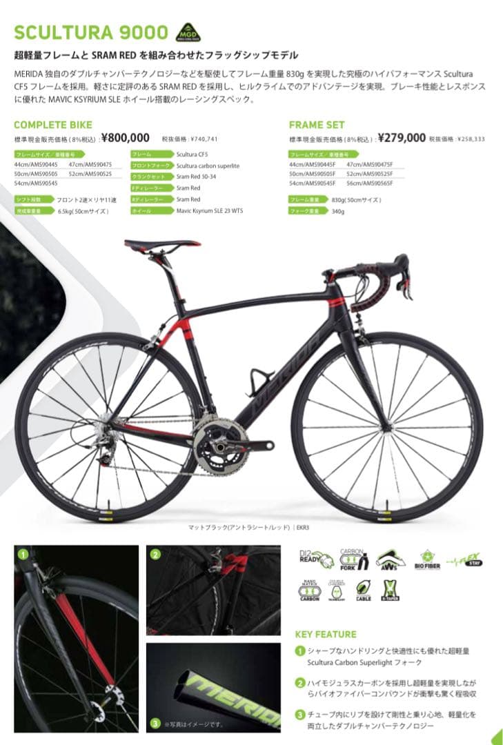 MERIDA SCULTURA 9000 カーボンフレームセット