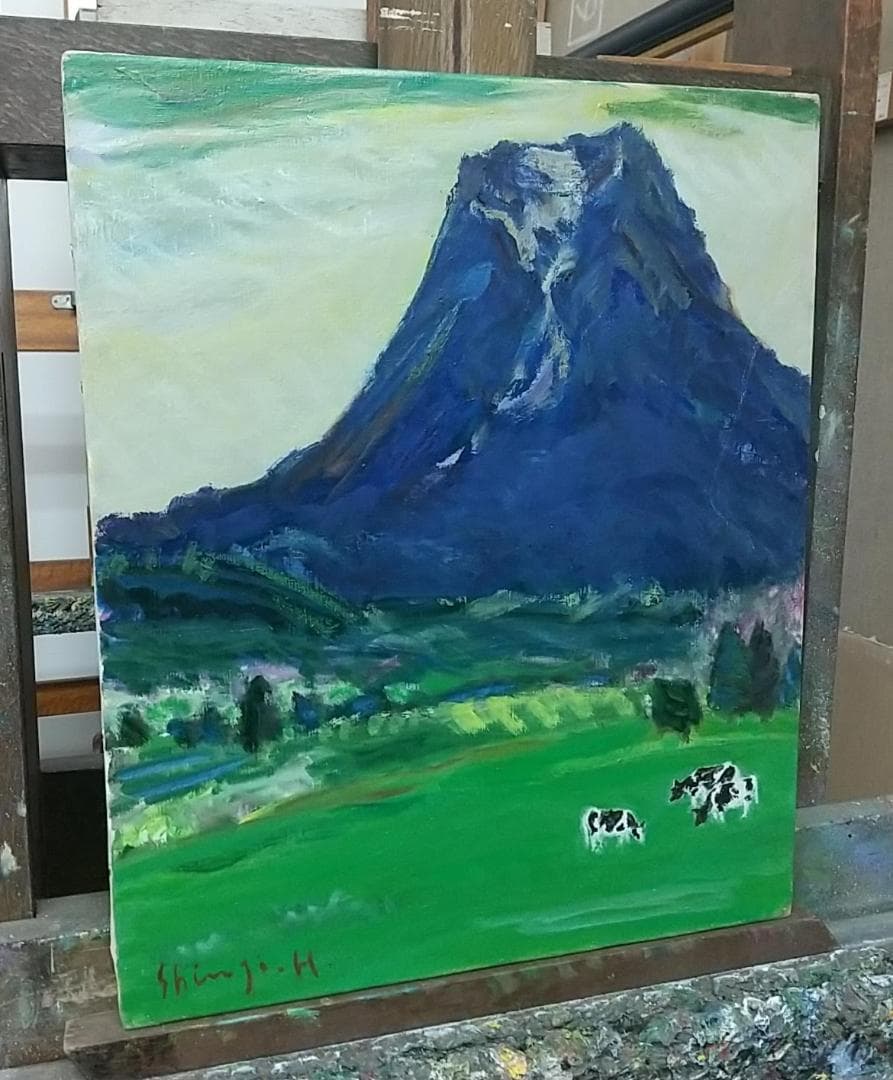 「富士と大沢崩れ」F8 油絵 絵画 油彩画 風景画 アート 富士山